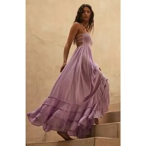 Free People Dress Women L Endless Summer Xtra Tropical Maxi Romantic Boho Purple